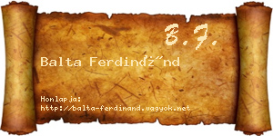 Balta Ferdinánd névjegykártya